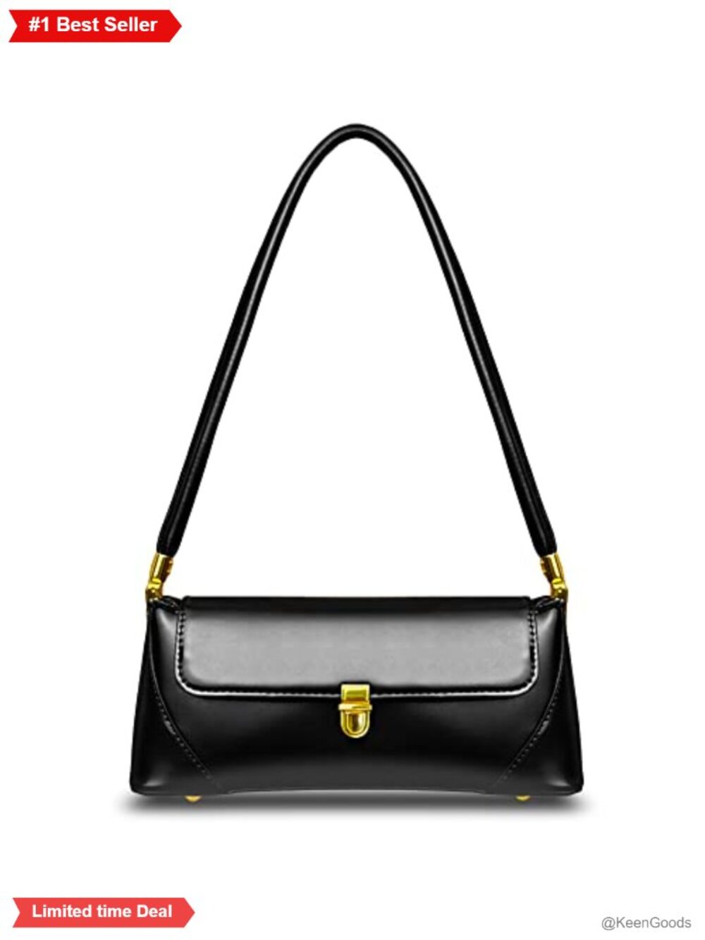 Vintage PU Leather Shoulder Bag Small Buckle Clutch Purse Gold Hardware